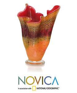   Handkerchief Hand blown Murano Glass Vase (Brazil)  