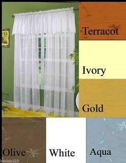 Embroidered Sheer Sheers Curtain Curtains Valance  