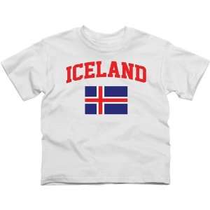 Iceland Youth Flag T Shirt   White 
