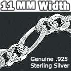 10 925 Sterling Silver 11mm Diamond Cut Reversible Figaro Link 