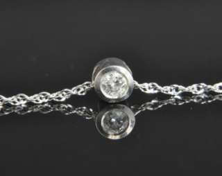  Gold Round Diamond Solitaire Bezel Slide Charm Pendant Chain Necklace