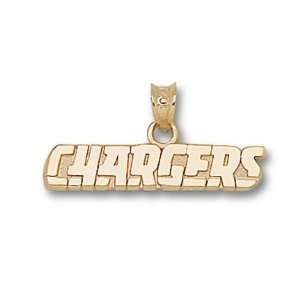San Diego Chargers 1/4 Chargers Word Mark Pendant   Gold Plated 