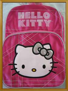 Sanrio HELLO KITTY   16 Pink/Silver Large Backpack/School Book Bag 