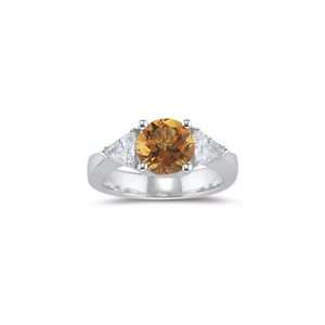  0.70 Ct Diamond & 1.59 Cts Citrine Ring in 14K White Gold 