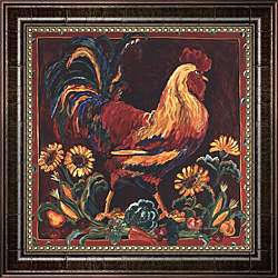 Suzanne Etienne Rooster Rustic Framed Canvas Art  