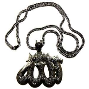  Black Iced Out 3D Allah Pendant and 36 Inch Franco Chain 