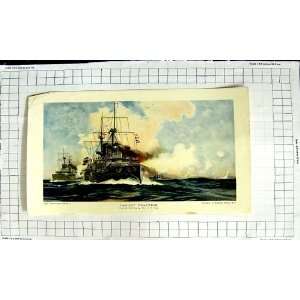  Colour Print Target Practice War Ship Charles De Lacy 