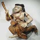 ANTIQUE ASIAN MALE WOOD CARVED WALL DECOR FIGURE ART