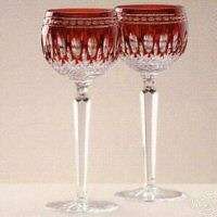 Waterford CLARENDON RUBY RED WINE HOCK GOBLETS NEW MINT  