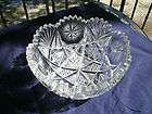 American Brilliant Period Cut Glass Fruit Bowl 8 Flash Star with Fans 