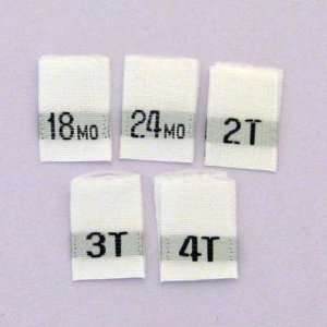  Mixed Toddler Woven Size Labels (18mo, 24mo, 2T, 3T & 4T 