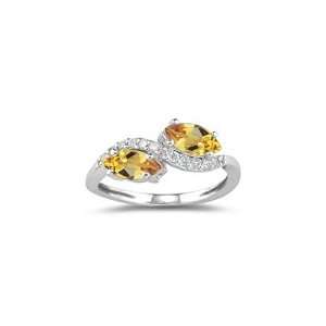  0.11 Ct Diamond & 0.74 Cts Citrine Ring in 18K White Gold 
