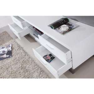 Modern BM 120 Promoter TV Stand Finish White High Gloss and Brushed 
