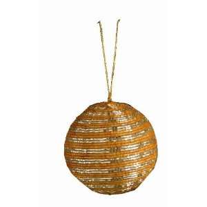  Tag Hand Assembled Beaded Stripe, Christmas Ornament, 3 