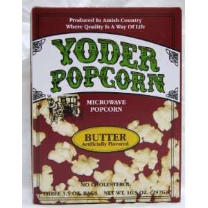 Microwave Butter Popcorn (Yoders)   Three 3.5 oz Bags  