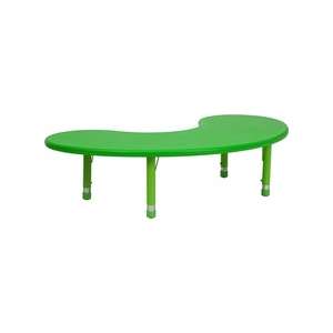 Kids Activity Table Adjustable Green Plastic Half Moon  