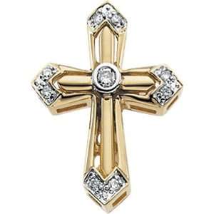  14K Yellow Gold Diamond Unity Cross Pendant Jewelry