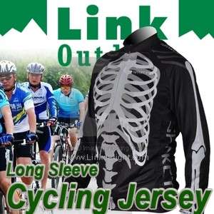 Skull Polyester Thermal Winter Cycling Long Sleeve Jersey Jacket Bike 