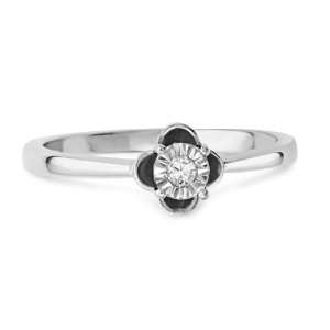  Sterling Silver Round Diamond Solitaire Promise Ring (1/10 
