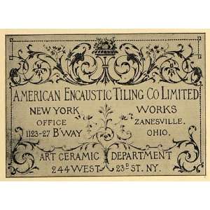 com 1902 Ad American Encaustic Tiling Company Art Ceramic   Original 