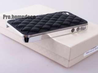   Leather Chrome Skin Hard Case Cover Bumper for AT&T iPhone 4S 4 #LV5P