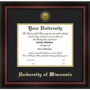University of Wisconsin Madison Gold Embossed Medallion Diploma Frame 