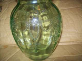 cameo ballerina dancing girl green 8 inch vase hocking glass 