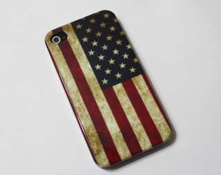 Retro Style America USA Flag Pattern Hard Rubber Case Cover For iPhone 
