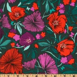  44 Wide Bryant Park Blooms Dark Teal Fabric By The Yard 