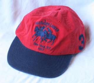 NWT Polo Ralph Lauren Match Player Ball Cap Hat CREAM NAVY & RED 