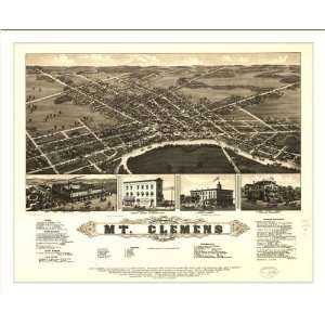 Historic Mt. Clemens, Michigan, c. 1881 (L) Panoramic Map Poster Print 