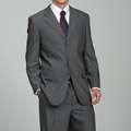 Carlo Lusso Mens 2 button Solid Medium Grey Suit  