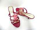 Ann Marino Noel Red Shiny Strap Heel Sandal with Faux Coral & Ruby 
