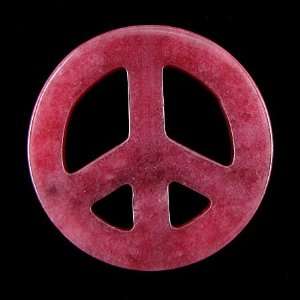    45mm red jade peace sign coin disc pendant bead