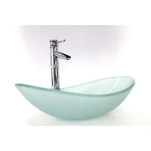  1/2 Thickness Bathroom Frosted Oval Style Glass Vessel 