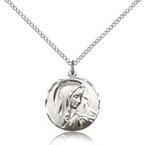  .925 Sterling Silver Sorrowful Mother Medal Pendant 3/4 x 