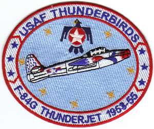 USAF THUNDERBIRDS PATCH, F 84G THUNDERJET, 1953 55 Y  