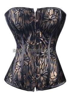 Faux Leather Occult Lily Corset Black Goth Bustier L  