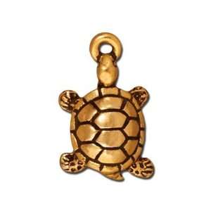  18mm Antique Gold Turtle Charm by TierraCast Arts, Crafts 