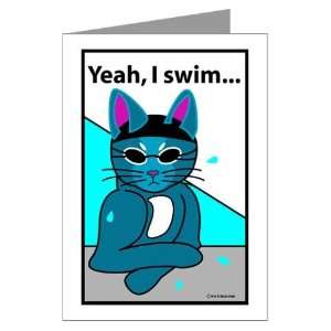  Yeah, I Swim Sports Greeting Cards Pk of 10 by 