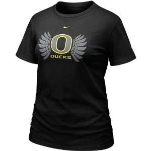   Nike Oregon Ducks Ladies Black Wings Crew T shirt