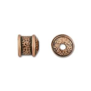  9mm Antique Copper Plated Brass Hammered End Cap Arts 