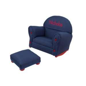  Personalized Kids Rocking Chair and Ottoman   Denim by 