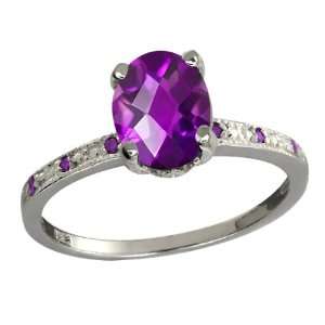   Ct Genuine Checkerboard Purple Amethyst Gemstone Argentium Silver Ring