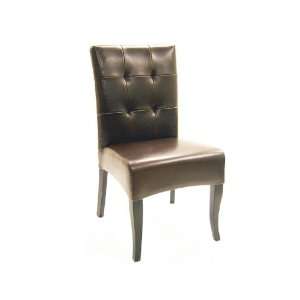  Wholesale Interiors Dark Brown Tufted Leather Dining Chair 