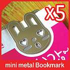 free 5ea bunny in real love mini metal bookmark rabbit book accessory 