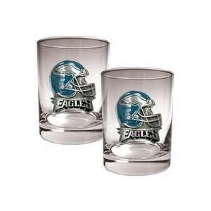  Philadelphia Eagles 2 Piece Rocks Glass Set (Helmet Logo 