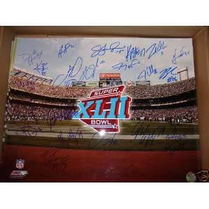  Giants Team Signed 16x20 Super Bowl by 22 Justin Tuck 