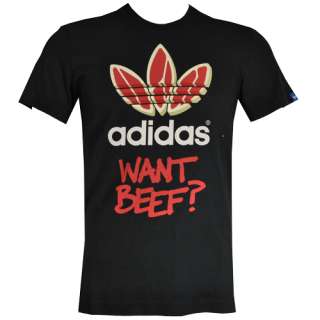 Adidas Originals G Want Beef Trefoil Print T Shirt Black Mens Size 