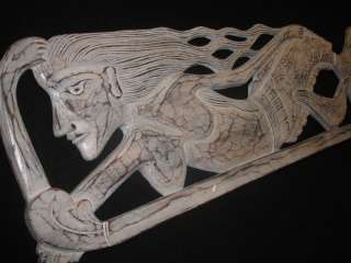 Balinese Mermaid Goddess carved wood Art Wall Panel L  